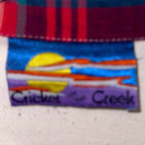 Cricket by the Creek Vintage White Button Down Blouse with Plaid Bows - Picture 4 of 6